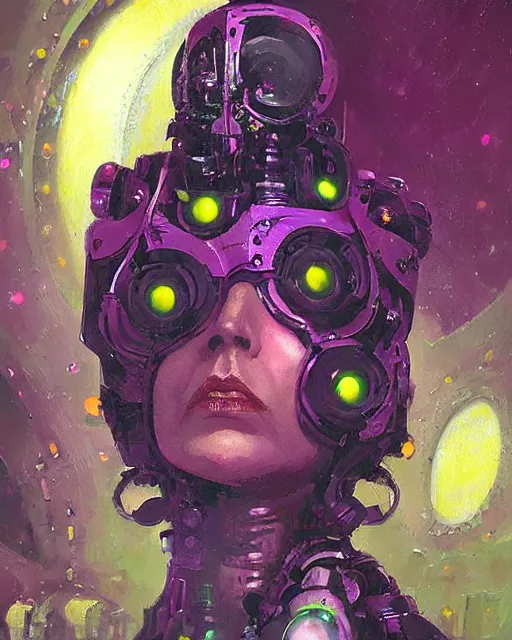 Image similar to flowerpunk portrait of an old cyborg queen victoria by paul lehr