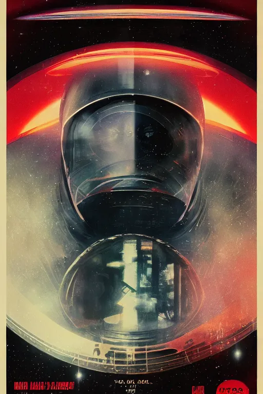 Image similar to poster art, movie poster, retrofuturism, sci - fi, textured, paper texture, 2 0 0 1 : a space odyssey by edward valigursky