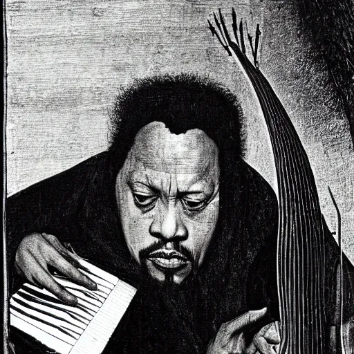 Prompt: charles mingus by hieronymus bosch