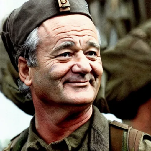 Prompt: Bill Murray starring in saving private Ryan