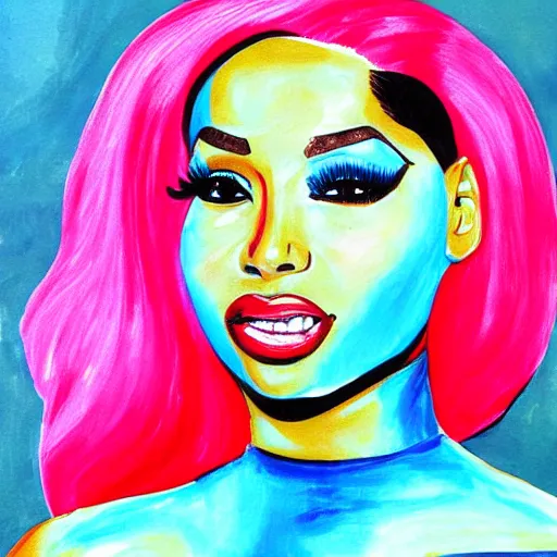 Image similar to children's painting of nicki minaj