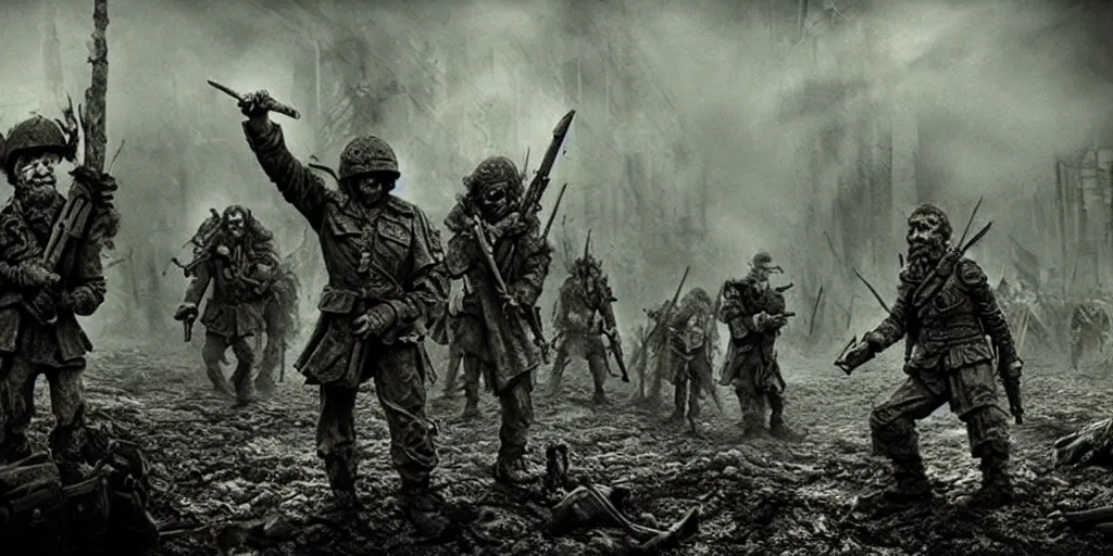 Image similar to the last war, extremely detailed claymation art, extremely realistic, dark, moody, foggy