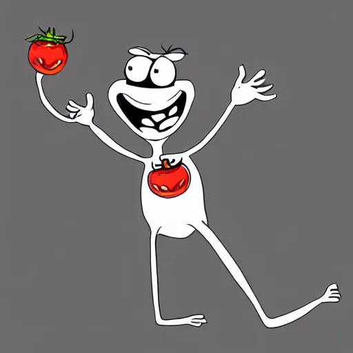 Prompt: concept art of a tomato character with arms and legs, cartoon style, disney style, black and white, pencil drawing, detailed