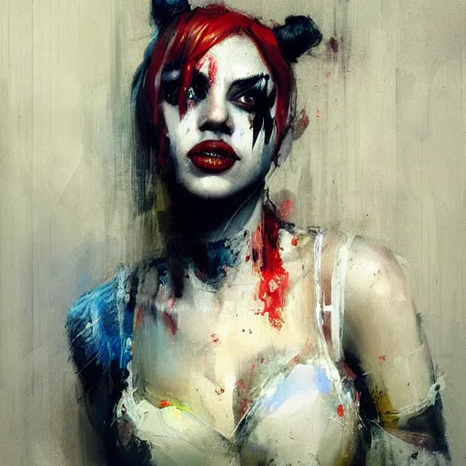 Image similar to harley quinn by jeremy mann