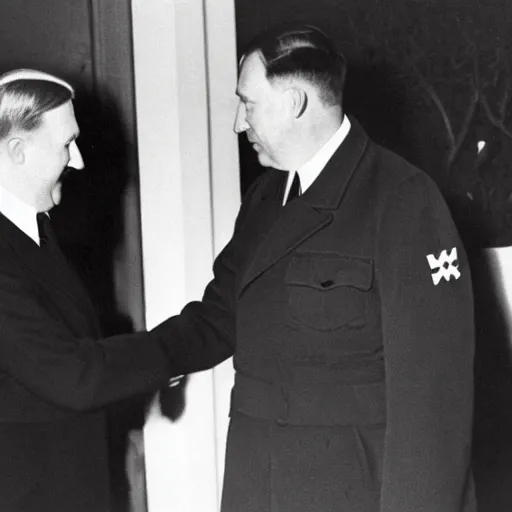 Prompt: trump shaking hands with hitler