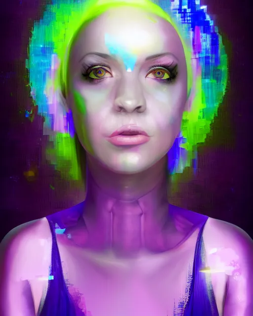 Prompt: a glitch art full body character portrait of female magic a. i. manifesting it self into reality trending on artstation deviantart pinterest detailed realistic hd 8 k high resolution