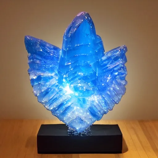 Image similar to abstract carved crystal sculpture of a nebula made of blue ice