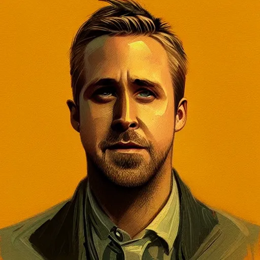 Image similar to “Portrait of Ryan Gosling by Greg Rutkowski, young, attractive, highly detailed portrait, scifi, digital painting, artstation, concept art, smooth, sharp foccus ilustration, Artstation HQ”