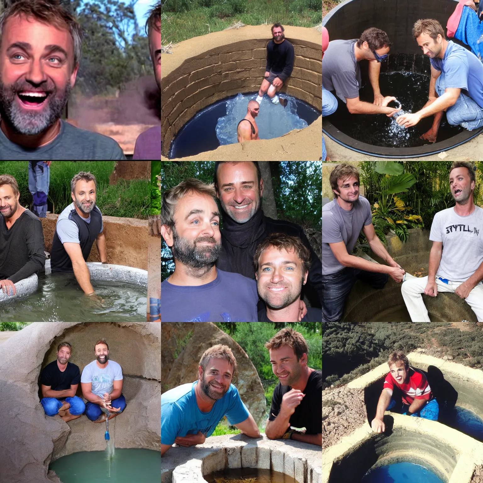 Prompt: trey parker matt stone trapped down a well