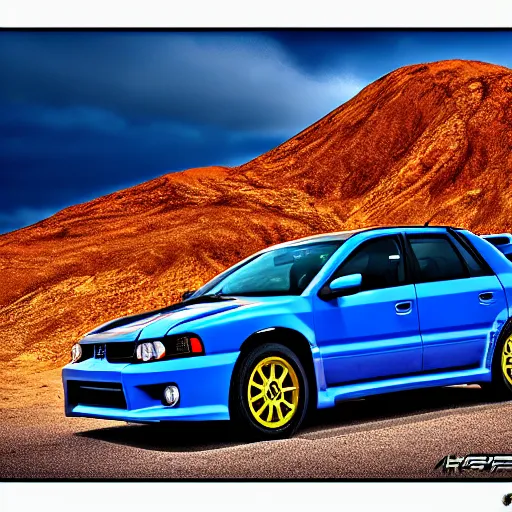 Image similar to velociraptor mongoliensis as wrx impreza, hdr 8 k