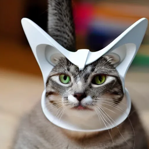 Image similar to cat wearing a futuristic helmet