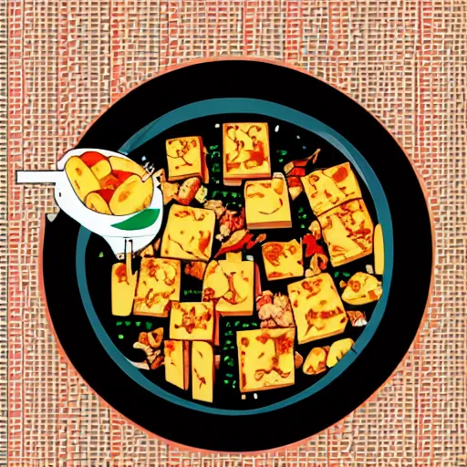 Prompt: mapo tofu, cartoon, manga, eroguro aesthetics