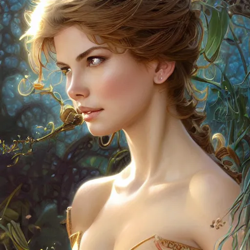 Prompt: beautiful young kathy ireland, closeup, d & d, fantasy, intricate, elegant, highly detailed, digital painting, artstation, concept art, matte, sharp focus, illustration, art by artgerm and greg rutkowski and alphonse mucha