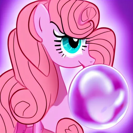 Image similar to Pinkie Pie 💓🐴 trapped inside a crystal ball 🔒🔮