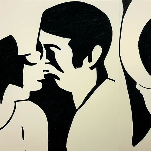 Image similar to a drawing of a man and a woman in the style of jarek puczel