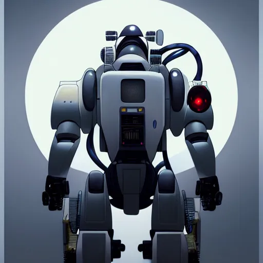 Image similar to portrait of medical paramedic patlabor ape mech,wires,gadgets,cables,lenses,gears,led displays,UI intricate, elegant, highly detailed, digital painting, artstation, concept art, smooth, sharp focus, illustration, art by artgerm and greg rutkowski and alphonse mucha