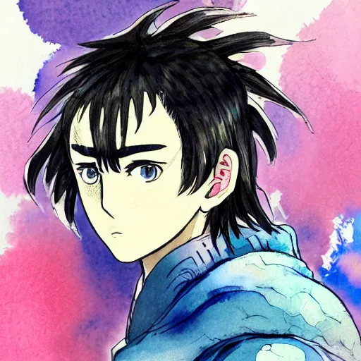 Prompt: A watercolor portrait of Kenzo Tenma, 4k, in the style of Berserk, trending on artstation, tasteful, bokeh, hyperrealistic, highly detailed, good proportions