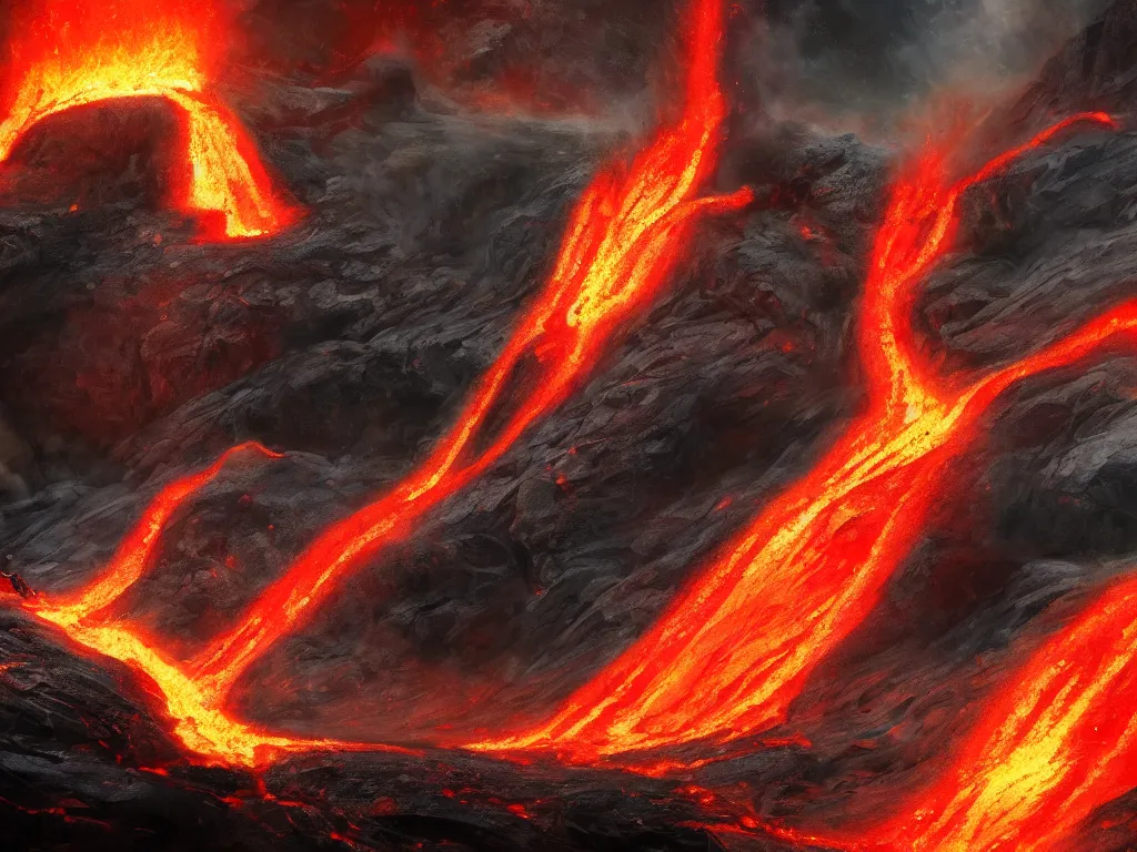 Prompt: arnold schwarzenegger surfing, lava, erupting volcano, muscular, stunning scene, 8 k, extremely detailed digital painting, depth, bright colors, trending on artstation