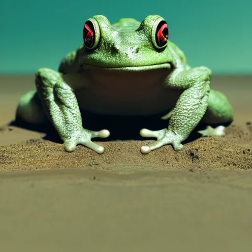 Image similar to a warty green toad sitting in some mud, 4 k, octane render, 3 d art