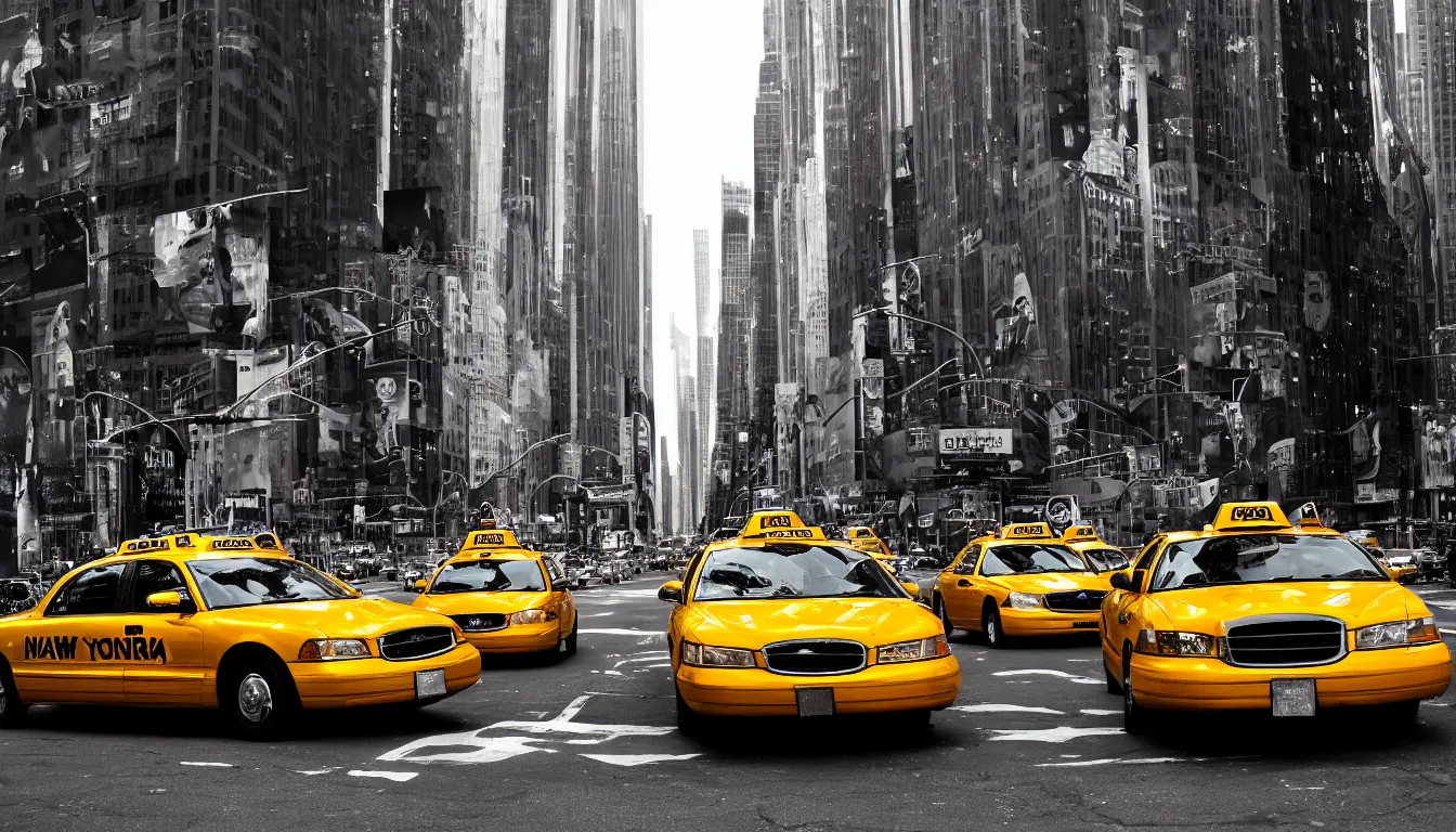 Prompt: chrome new york taxi, cinematic