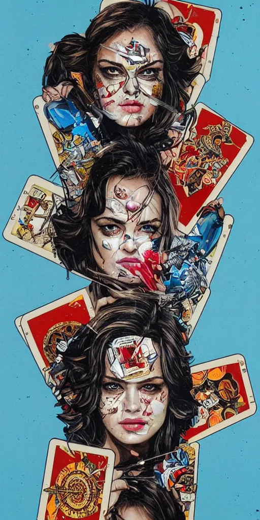 Prompt: a tarot card of luck by Sandra Chevrier