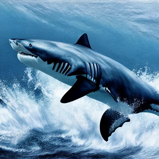 Prompt: large great white shark, cinematic, photograph, hyperdetailed, realistic, realism