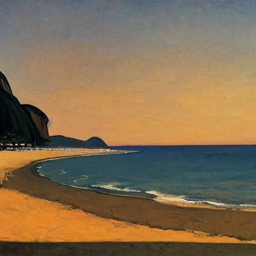 Prompt: a beach in rio de janeiro, by edward hopper, award winning, cinematic