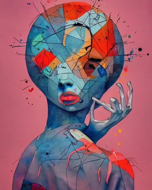 Prompt: mixed media, watercolor, a brutalist designed, vivid colours, cryptic, mystical, pop surrealism by james jean, juan gatti, atmospheric, trending on artstation. 8 k masterpiece.