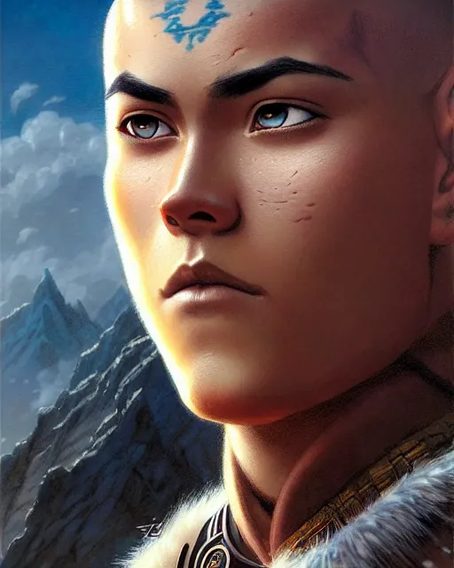Prompt: sokka from avatar the last airbender, character portrait, portrait, close up, concept art, intricate details, highly detailed by greg rutkowski, michael whelan and gustave dore