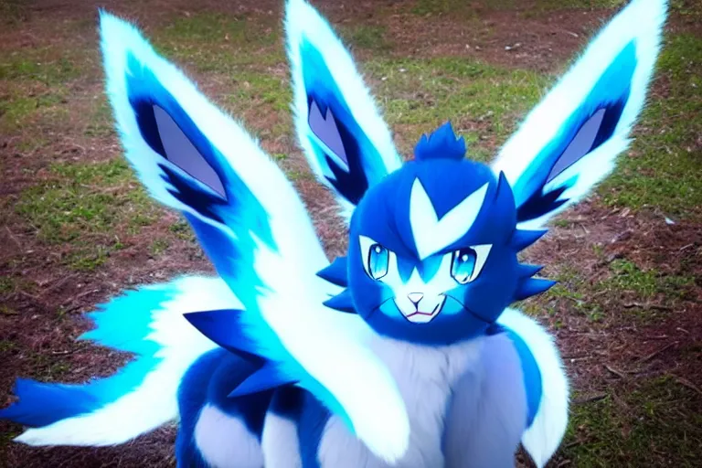 Prompt: real life glaceon pokemon, cute!!!, heroic!!!, adorable!!!, playful!!!, fluffly!!!, happy!!!, cheeky!!!, mischievous!!!, ultra realistic!!!, autumn, clear weather, golden hour, sharp focus