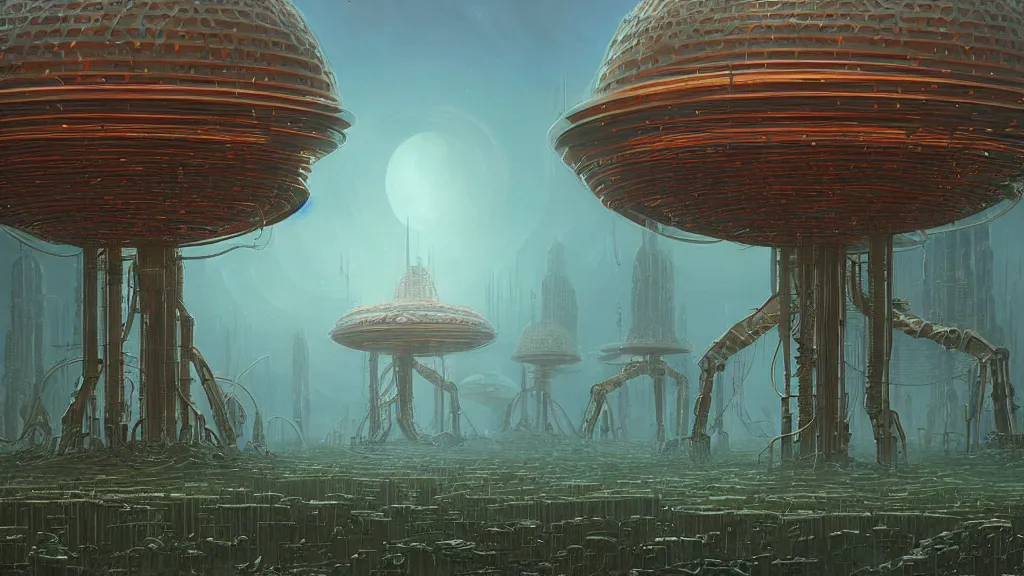 Image similar to An Alien Megastructure by Michael Whelan and simon stålenhag