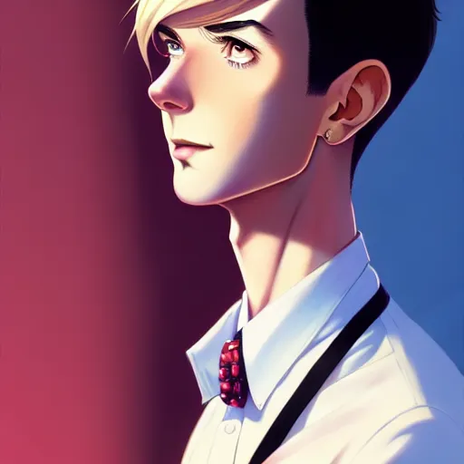 Image similar to a beautiful slim shy blonde waiter ignores you, art by ilya kuvshinov and lois van baarle and ross tran and range murata and artgerm and andy warhol, norman rockwell, digital art, highly detailed, profile picture, intricate, sharp focus, mystical trending on artstation hq, deviantart, pinterest, unreal engine 5, 4 k uhd image