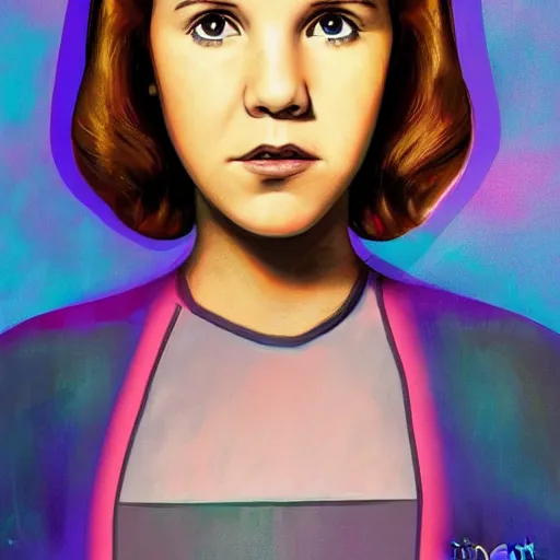 Image similar to portrait of millie bobby brown or young carrie fisher by greg ruthkowski