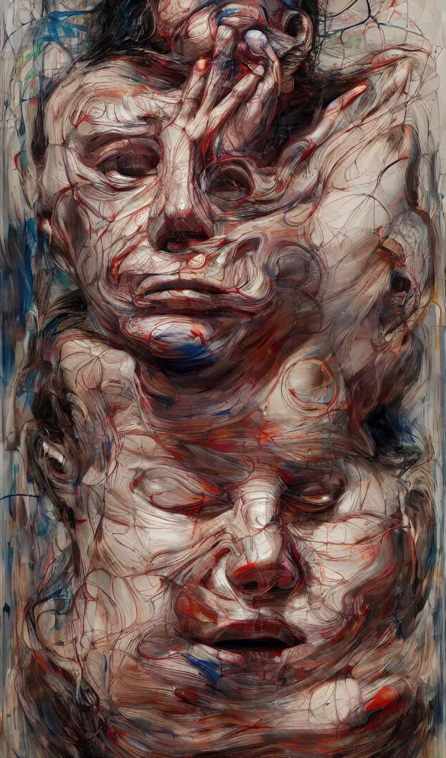 Image similar to it is only with the heart that one can see rightly ; what is essential is invisible to the eye. expressive sadness and fear, full body by jenny saville, scifi, neo - gothic, intricate, rich deep colors. part by james jean, part by adrian ghenie and gerhard richter.