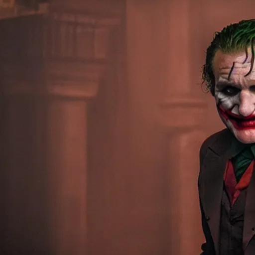 Image similar to stunning awe inspiring ( robin williams ) as the joker 8 k hdr movie still atmospheric lighting