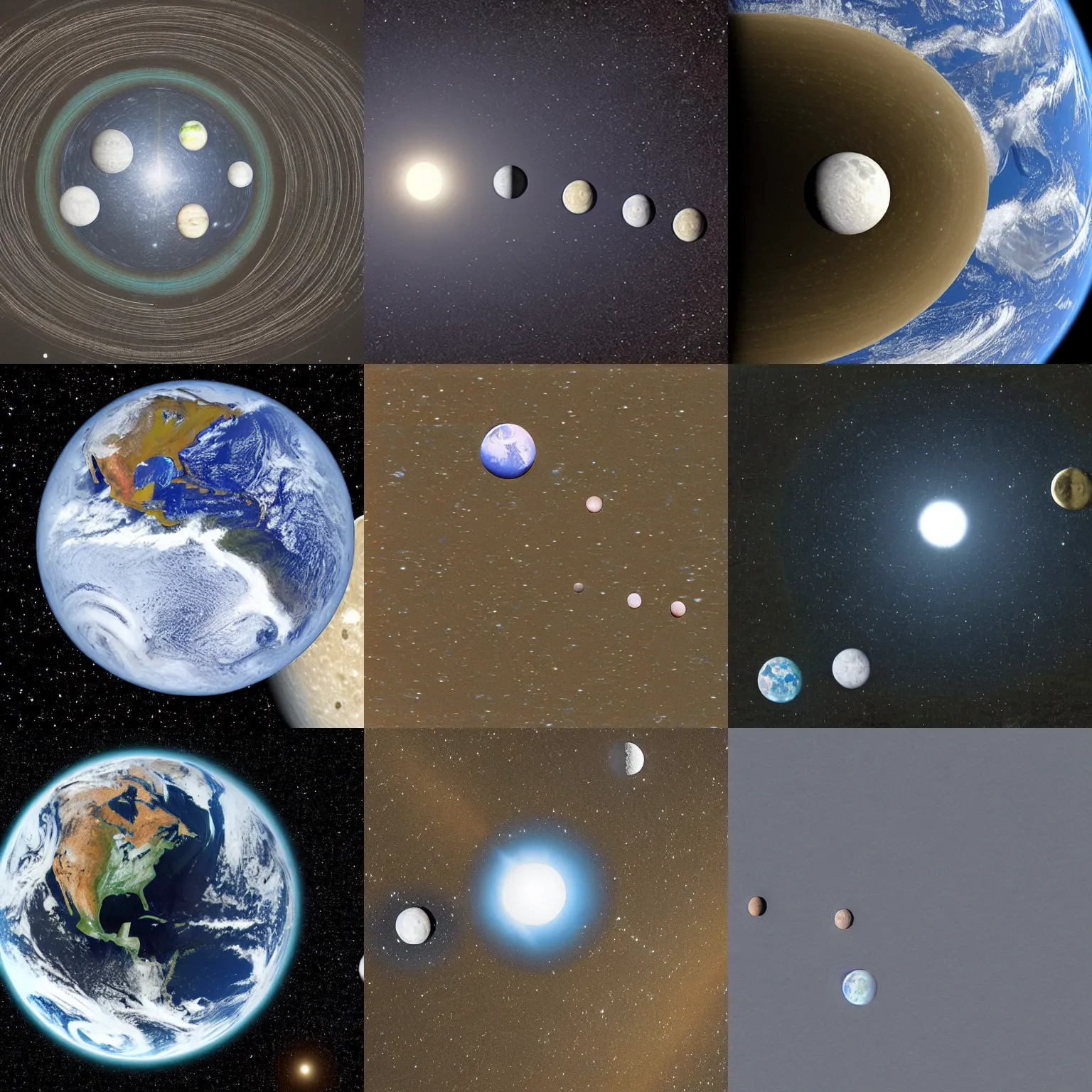 Prompt: earth with multiple moons in orbit, photo taken by nasa