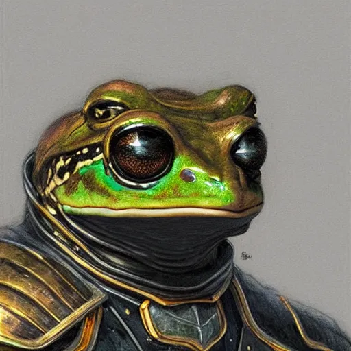 Image similar to frog as a realistic fantasy knight, closeup portrait art by donato giancola and greg rutkowski, realistic face, digital art, trending on artstation, symmetry!!, no helmet