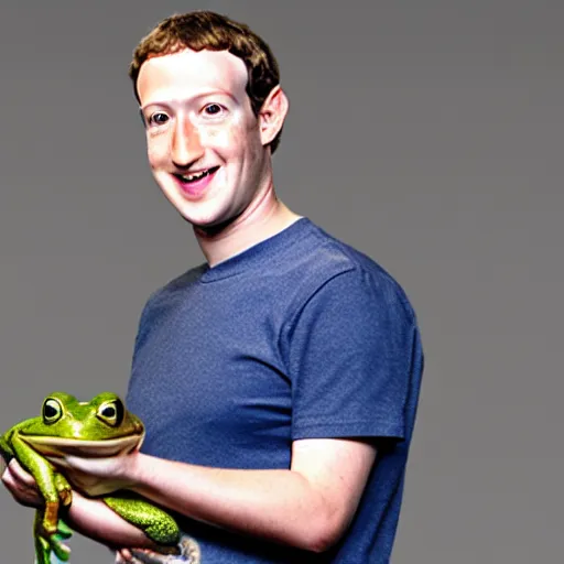 Image similar to mark zuckerberg holding a frog