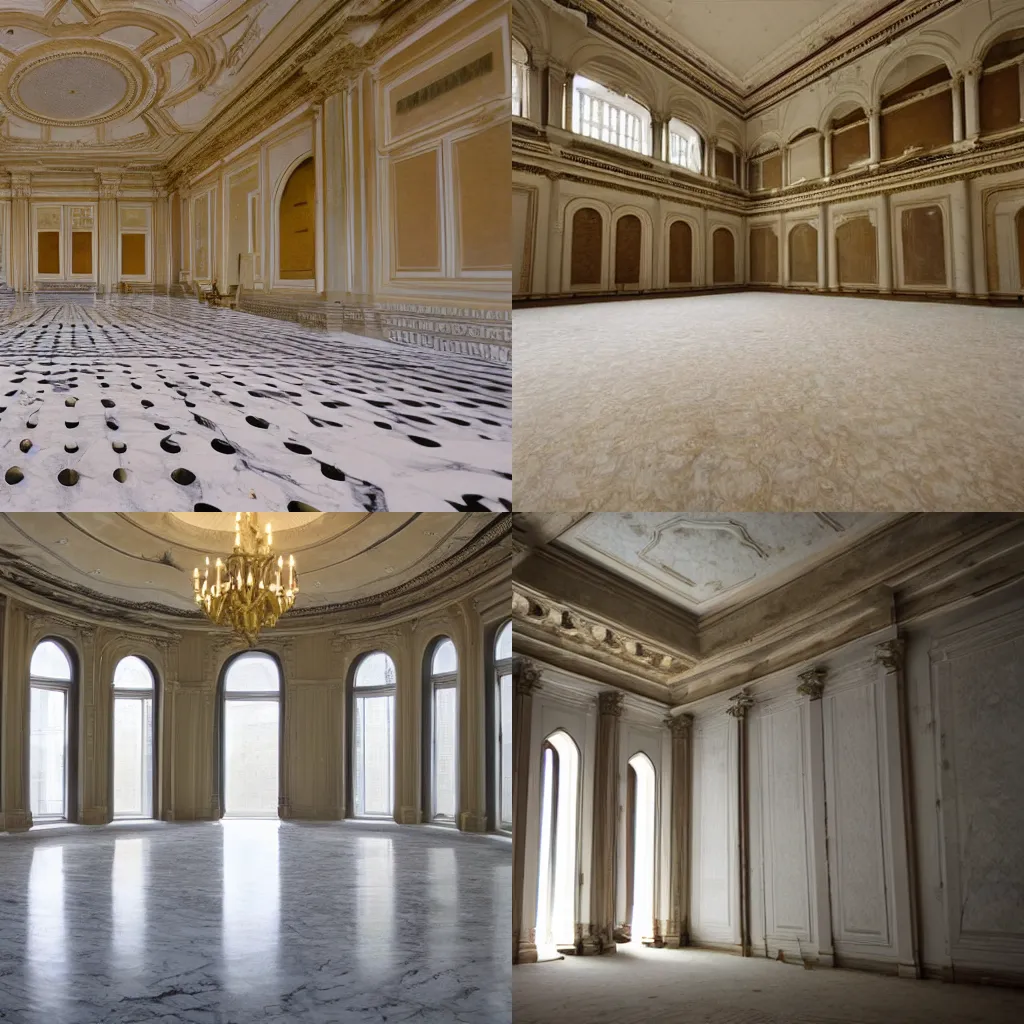 Prompt: empty marble room without windows and doors