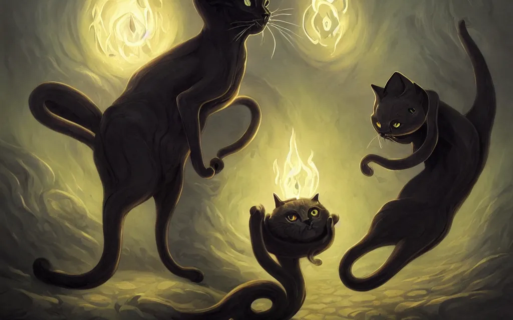 Prompt: a black eldritch cat, hermaeus mora, by peter mohrbacher