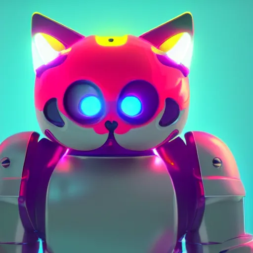 Image similar to Kitty Bot, 3D character, very colourful, cinematic lighting, soft neon, octane render, trending on Artstation