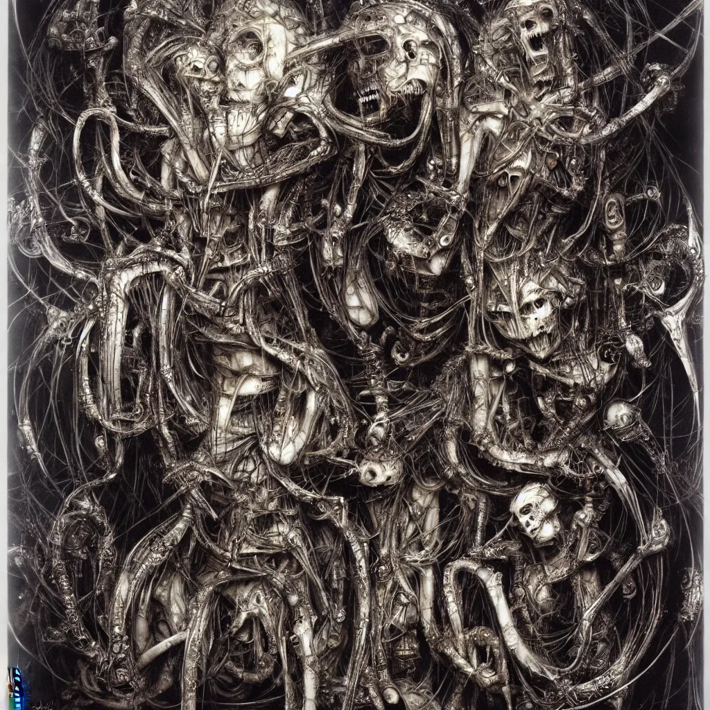 Prompt: a ritual for those who have none - Yoshitaka Amano and H.R. Giger