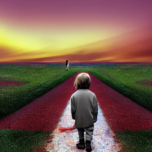 Prompt: a _ child _ walking _ down _ a _ liminal _ styled _ space _ stunning _ sunset _ in _ a _ heavenly _ crystallized _ garden _ of _ eden _ notan _ 3 d _ architecture _ single _ point _ perspective _ f 2 2 _ untra _ long _ shot _ wide _ angle _ lens _ trending _ on _ artstation