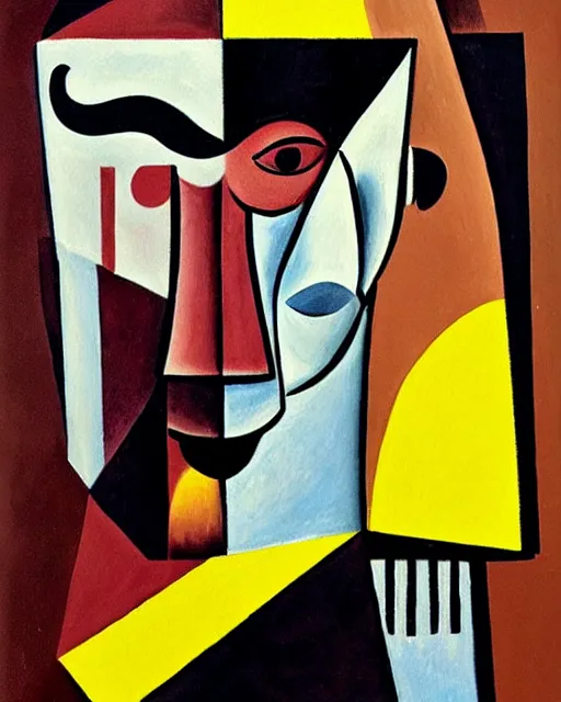 a painting of a man with a mustache, a cubist painting | Stable Diffusion