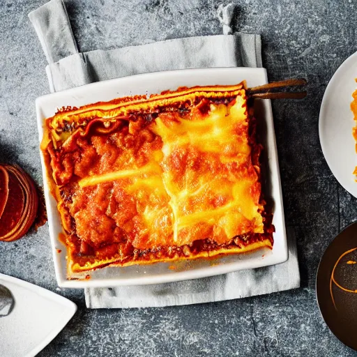 Premium AI Image  Delicious dutch oven lasagna with a wooden spatula  created with generative ai