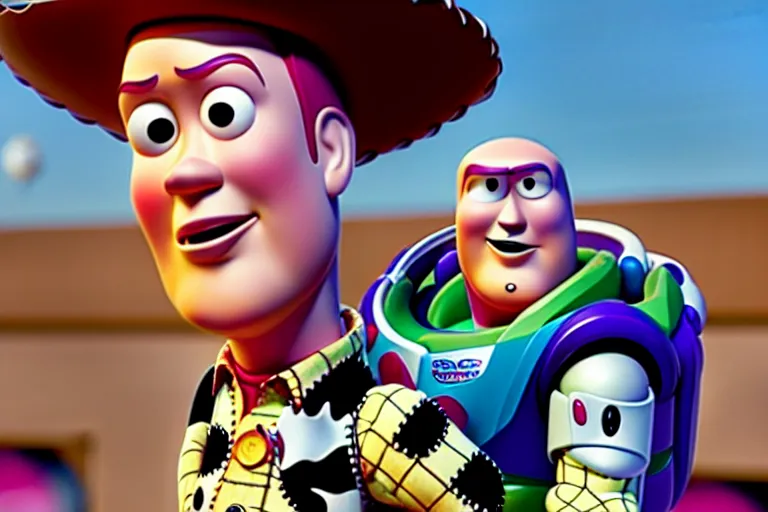Prompt: a film still of Bill burr in a toy story, high quality