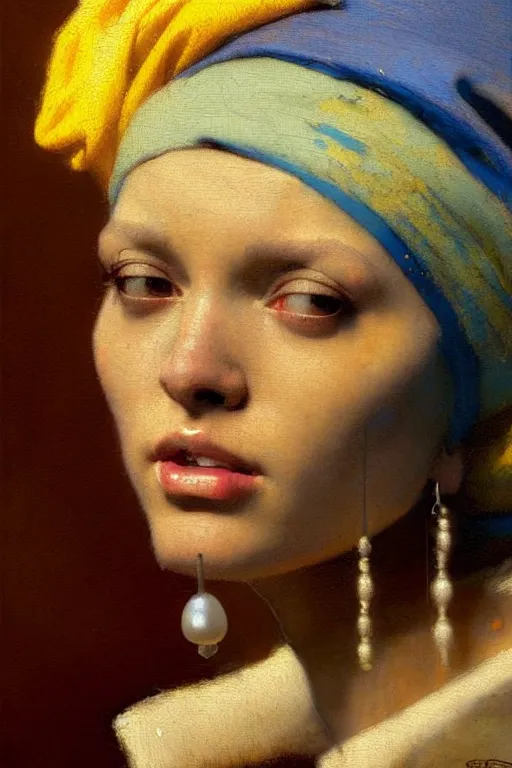 Image similar to full character portrait fallout character not the girl with the pearl earring character design, painting by gaston bussiere, katsuya terada, nc wyeth, greg rutkowski, craig mullins, vermeer, frank frazetta, mucha, tom of finland, trending on artstation, jeffery catherine jones