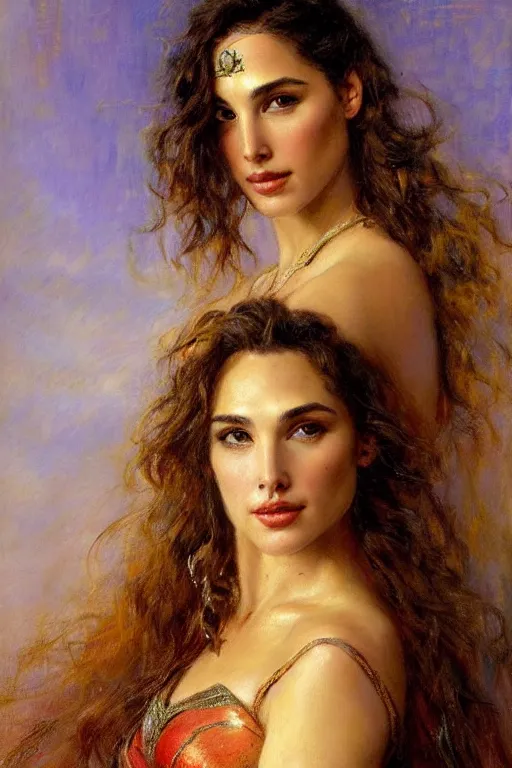 Image similar to high detail portrait of gal gadot by gaston bussiere.