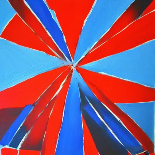 Image similar to simple abstract acyrilic painting on canvas using primary red and blue paint