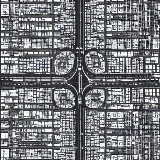 Prompt: grid city streets and road, in the style of dr. woo, mostly monochromatic, thin line, hong kong, schematic, blueprint, drawing — height : 1 0 2 4 — width : 1 0 2 4 — steps : 1 5 0